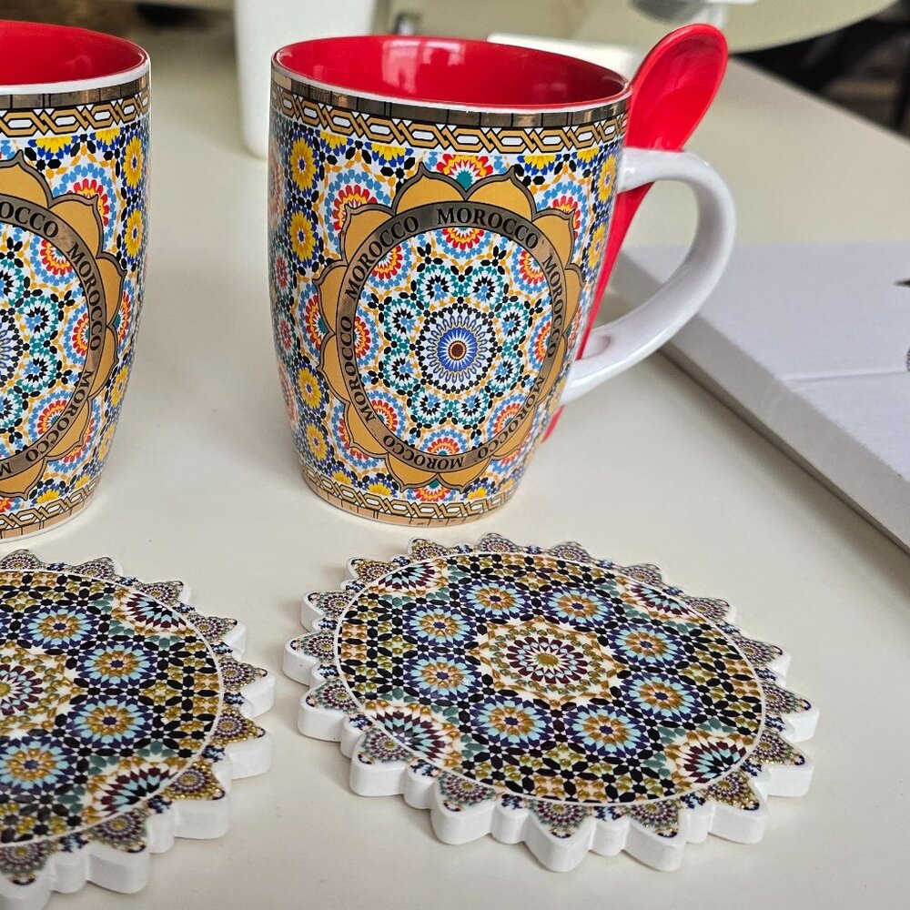 set of two moroccan mugs handcrafted